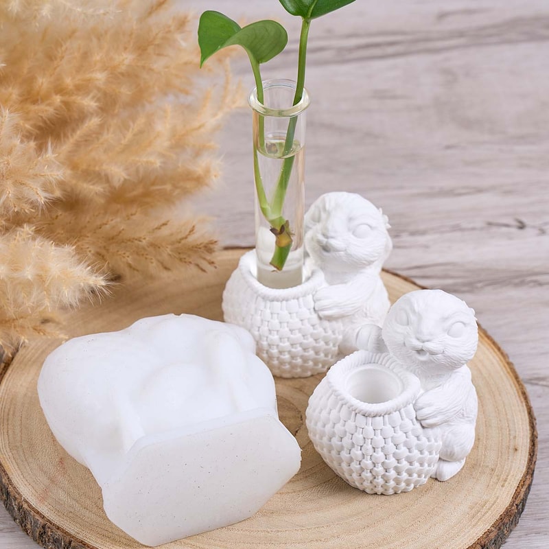 Cute Easter Bunny Silicone Candle Holder Mold For DIY Resin Plaster Crafts 4