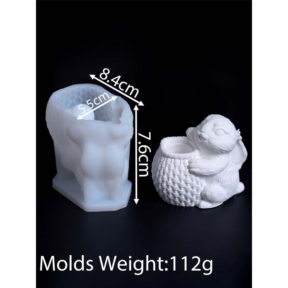 Cute Easter Bunny Silicone Candle Holder Mold For DIY Resin Plaster Crafts 5