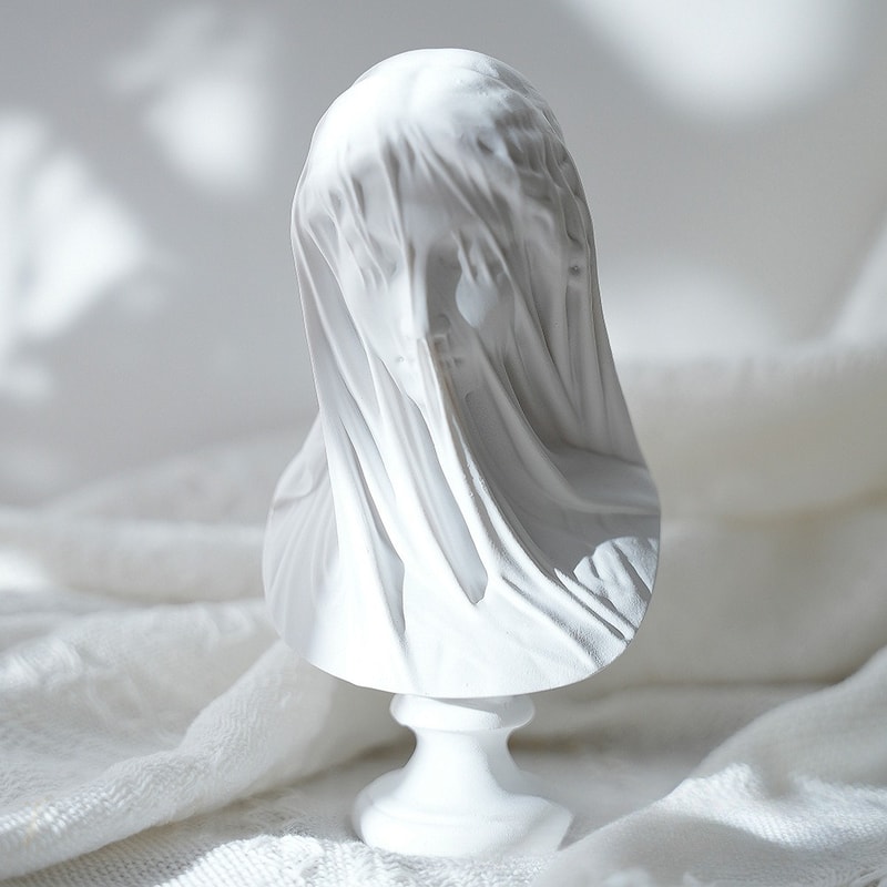 Veiled Lady Greek Goddess Bust Sculpture Elegant Roman Statue Home Decor Accent 2