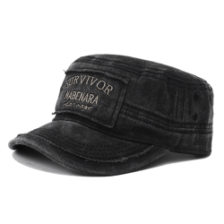 embroidered military flat top hat cotton army cap adjustable unisex