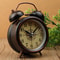 Vintage Silent Metal Alarm Clock with Night Light Retro Bedside Clock for Bedroom Decor
