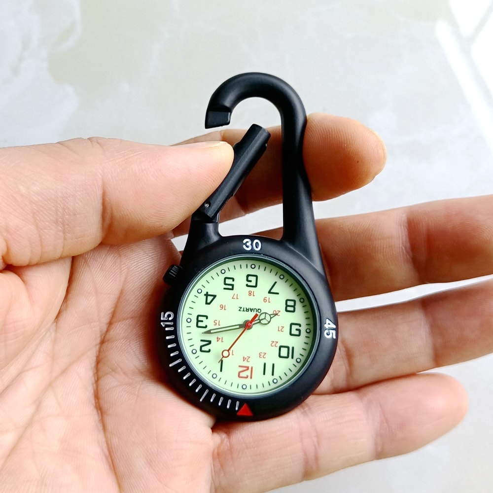 Luminous Carabiner Pocket Watch Keychain Clip For Nurses Students And Outdoor Use 1