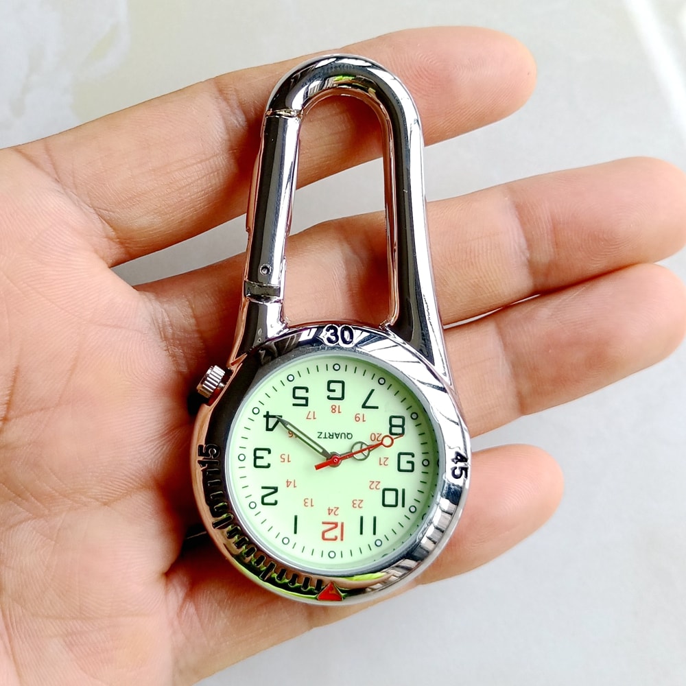 Luminous Carabiner Pocket Watch Keychain Clip For Nurses Students And Outdoor Use 4