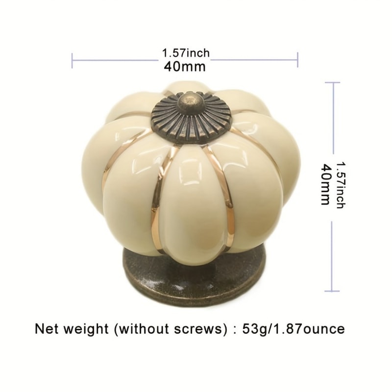 Vintage Pumpkin Ceramic Cabinet Knobs Decorative Drawer Pulls For Kitchen Cabinets And Furniture 0
