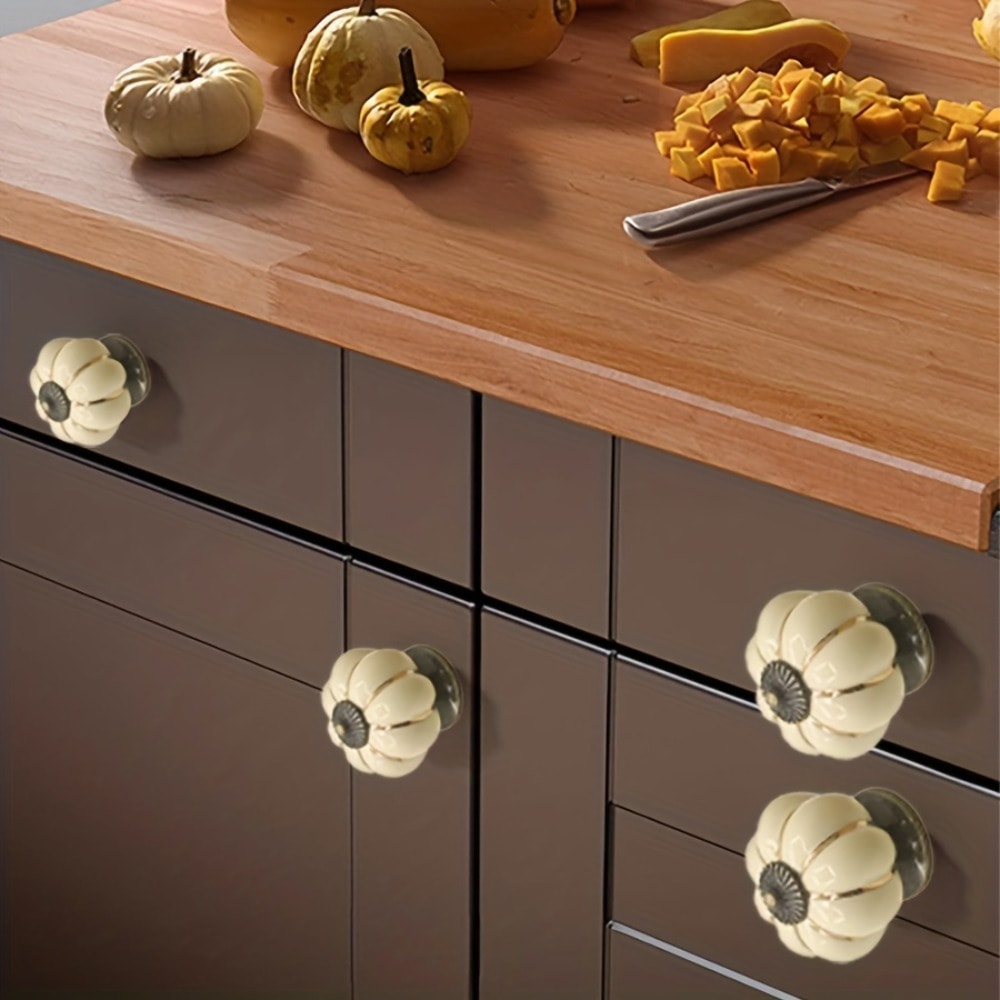 Vintage Pumpkin Ceramic Cabinet Knobs Decorative Drawer Pulls For Kitchen Cabinets And Furniture 1