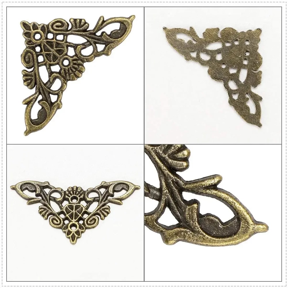 Antique Corner Protectors Set Vintage Furniture Edge Guards for Boxes Books Desks