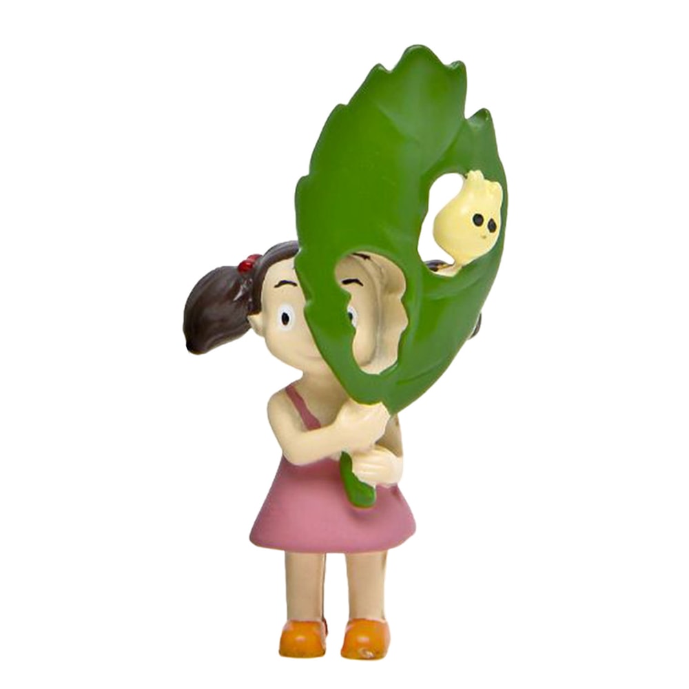 Totoro Leaf Figurine Cute Anime Desk Decor Mini Totoro Statue for Home & Office