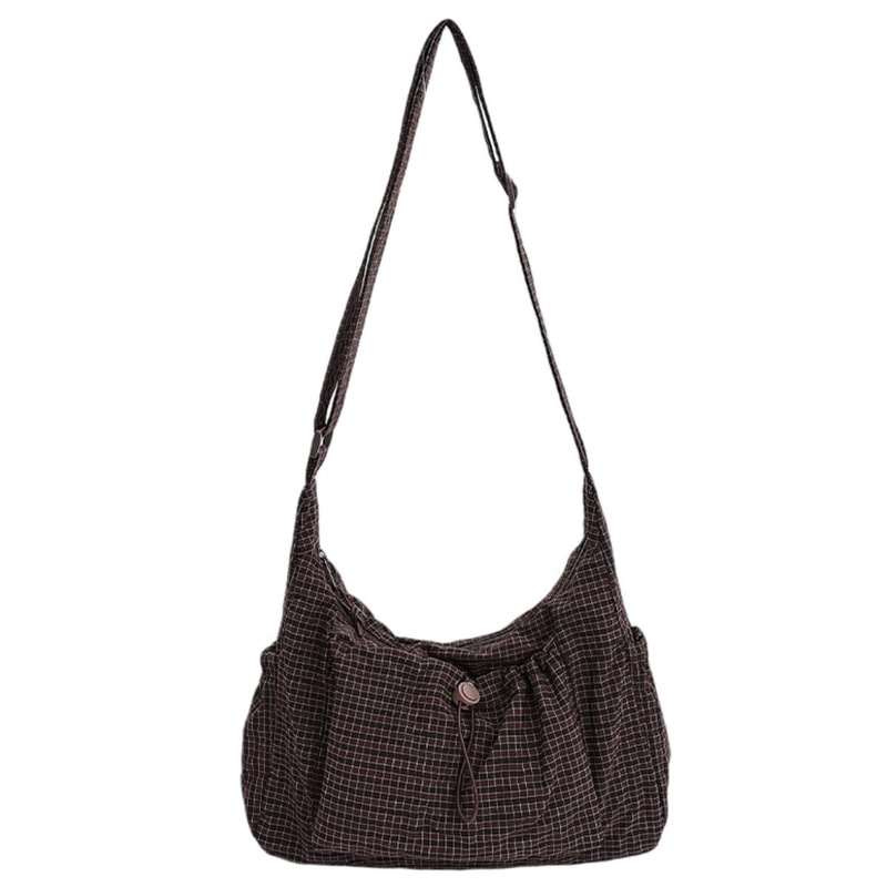 Korean Plaid Crossbody Bag Lightweight Quilted Shoulder Tote for Everyday Style