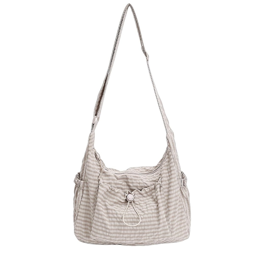 Korean Plaid Crossbody Bag Lightweight Quilted Shoulder Tote for Everyday Style