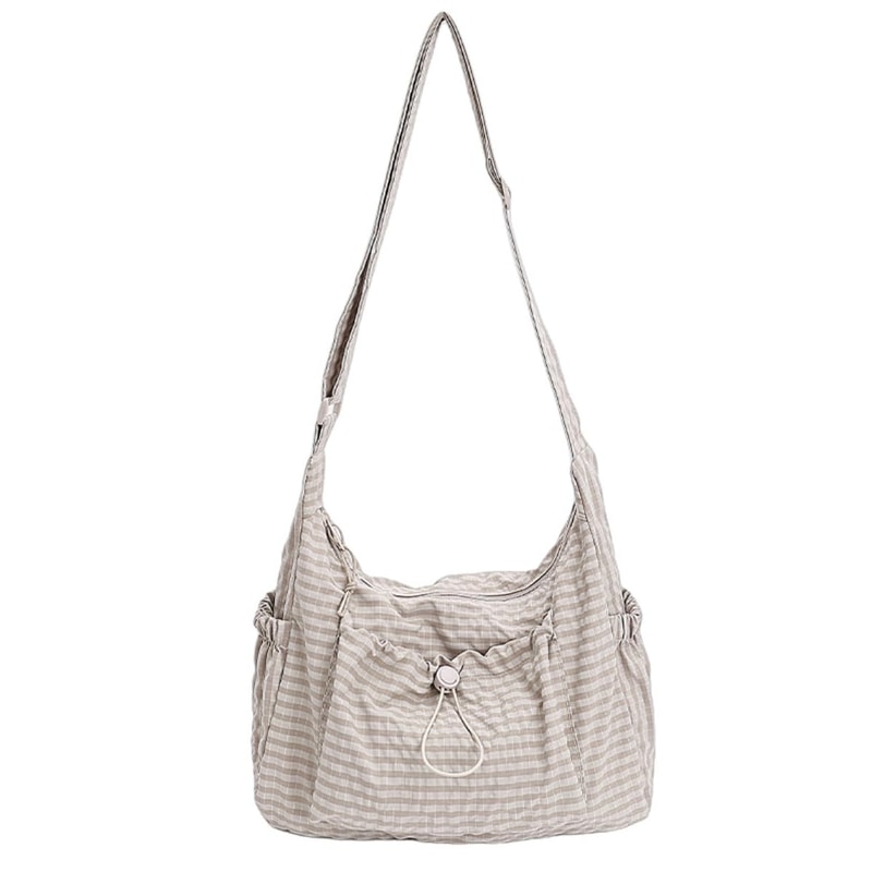 Korean Plaid Crossbody Bag Lightweight Quilted Shoulder Tote for Everyday Style