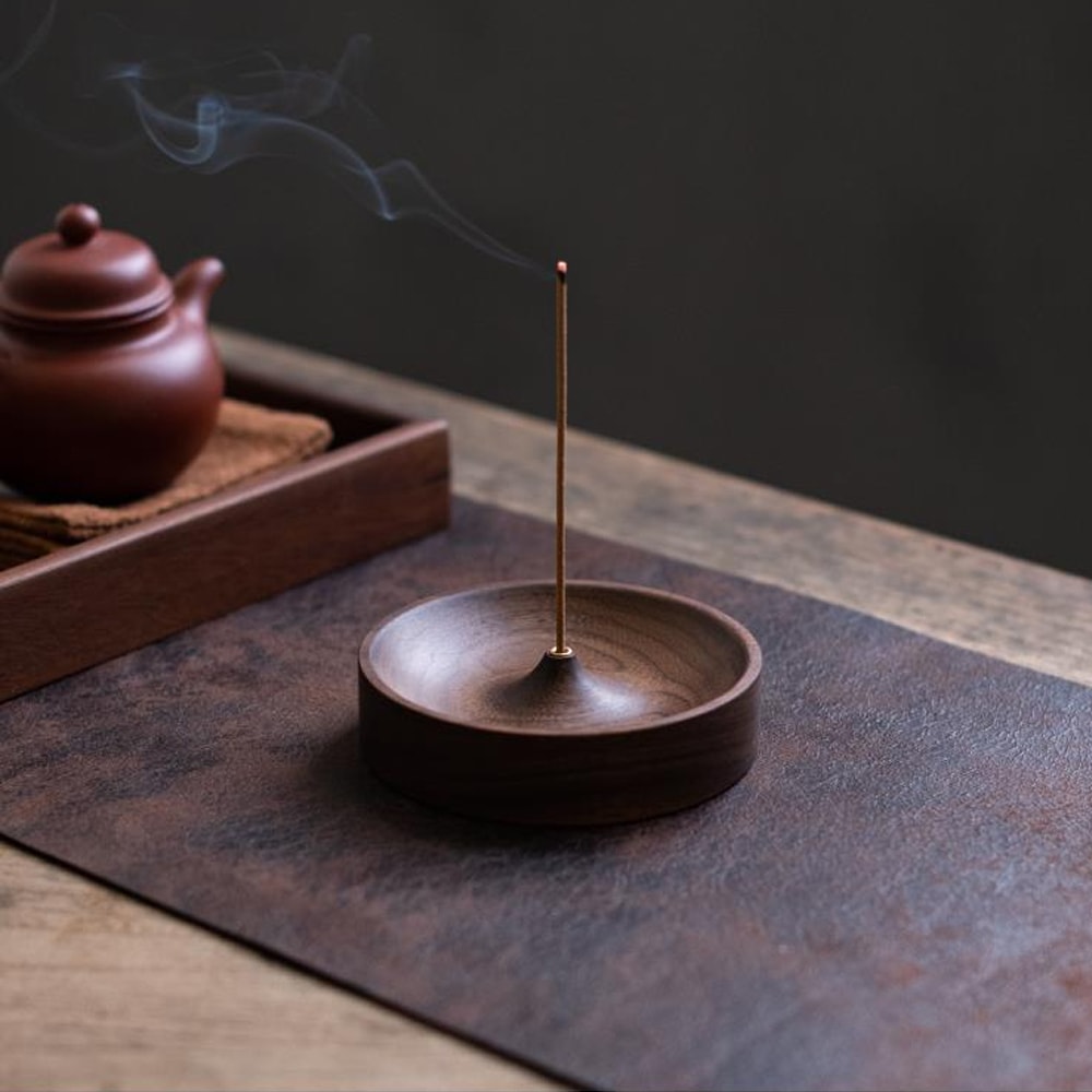 Black Walnut Incense Burner Handmade Tea Ceremony Tray Holder 1