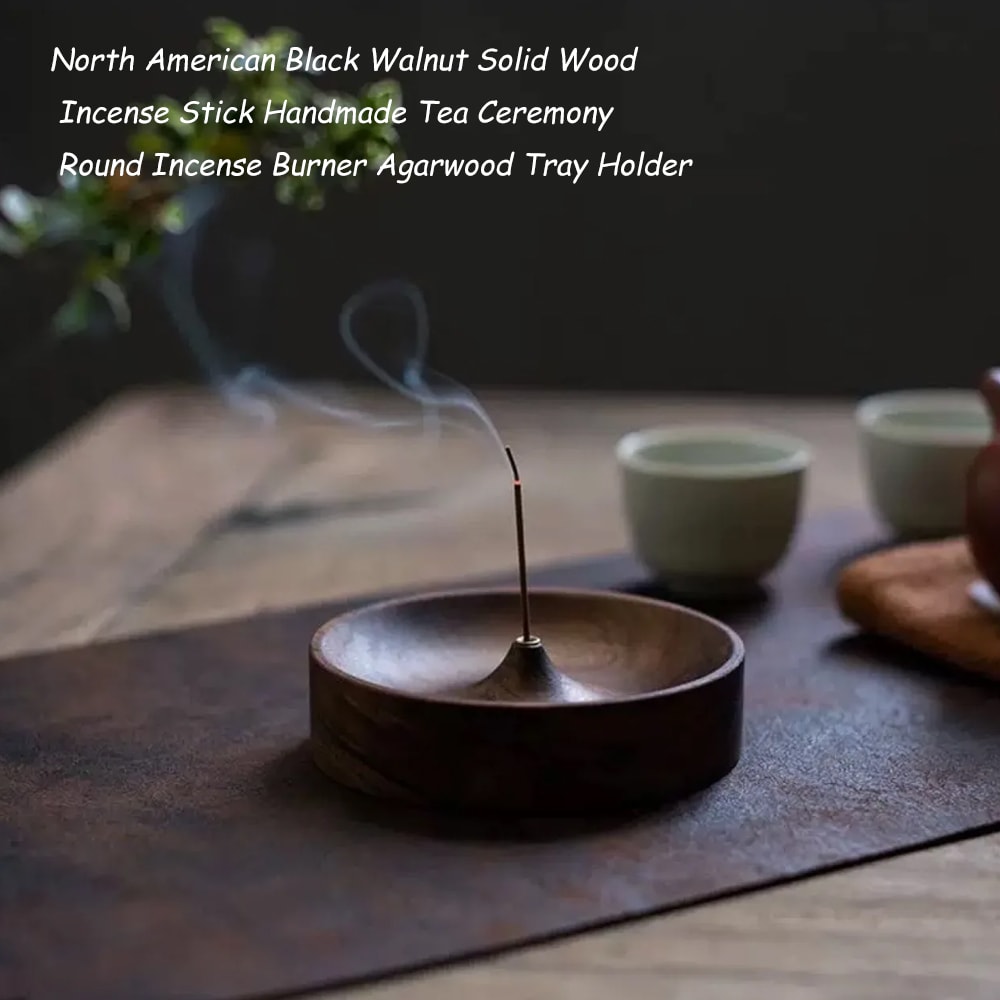 Black Walnut Incense Burner Handmade Tea Ceremony Tray Holder 2