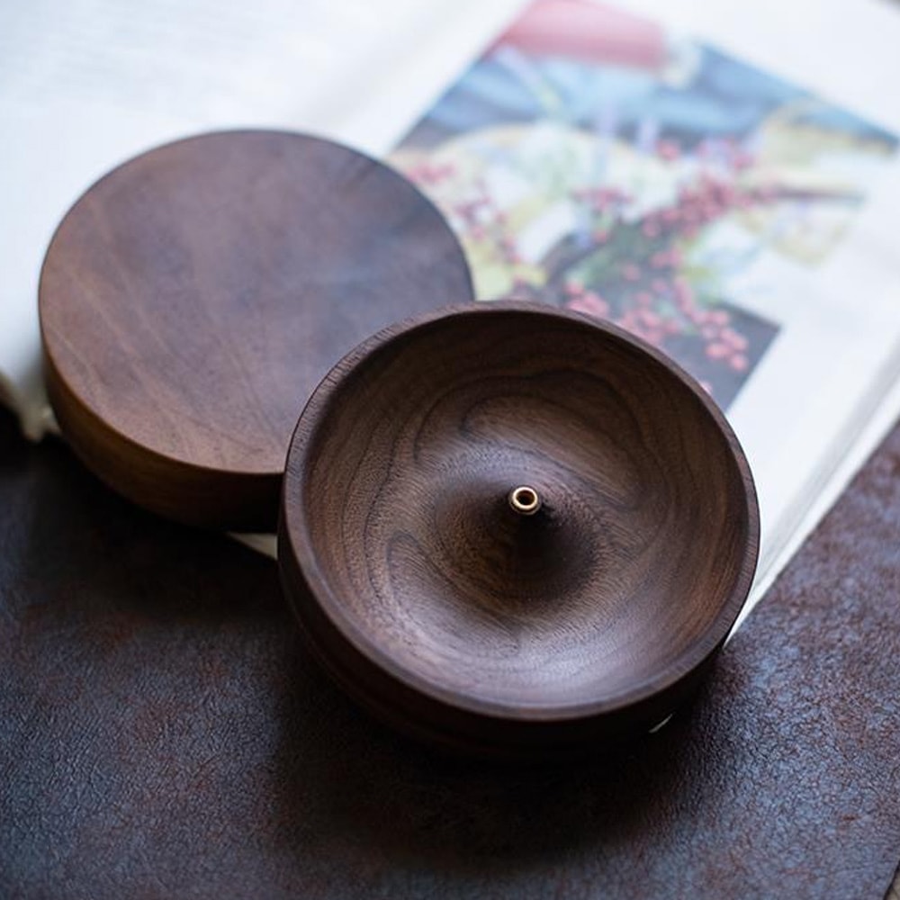Black Walnut Incense Burner Handmade Tea Ceremony Tray Holder 4