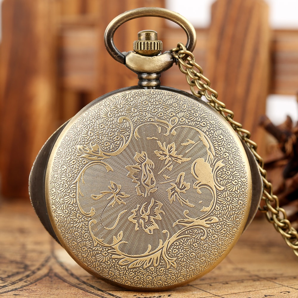 Vintage Hollow Eye Pendant Pocket Watch Necklace Quartz Timepiece Gift