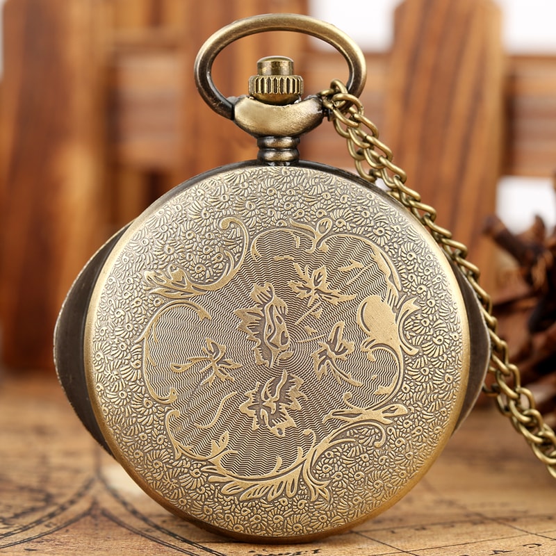 Vintage Hollow Eye Pendant Pocket Watch Necklace Quartz Timepiece Gift