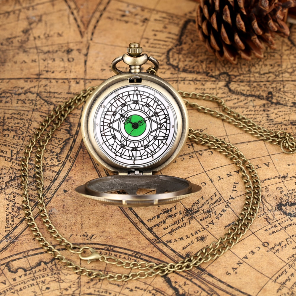 Vintage Hollow Eye Pendant Pocket Watch Necklace Quartz Timepiece Gift