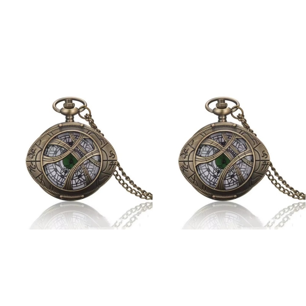 Vintage Hollow Eye Pendant Pocket Watch Necklace Quartz Timepiece Gift