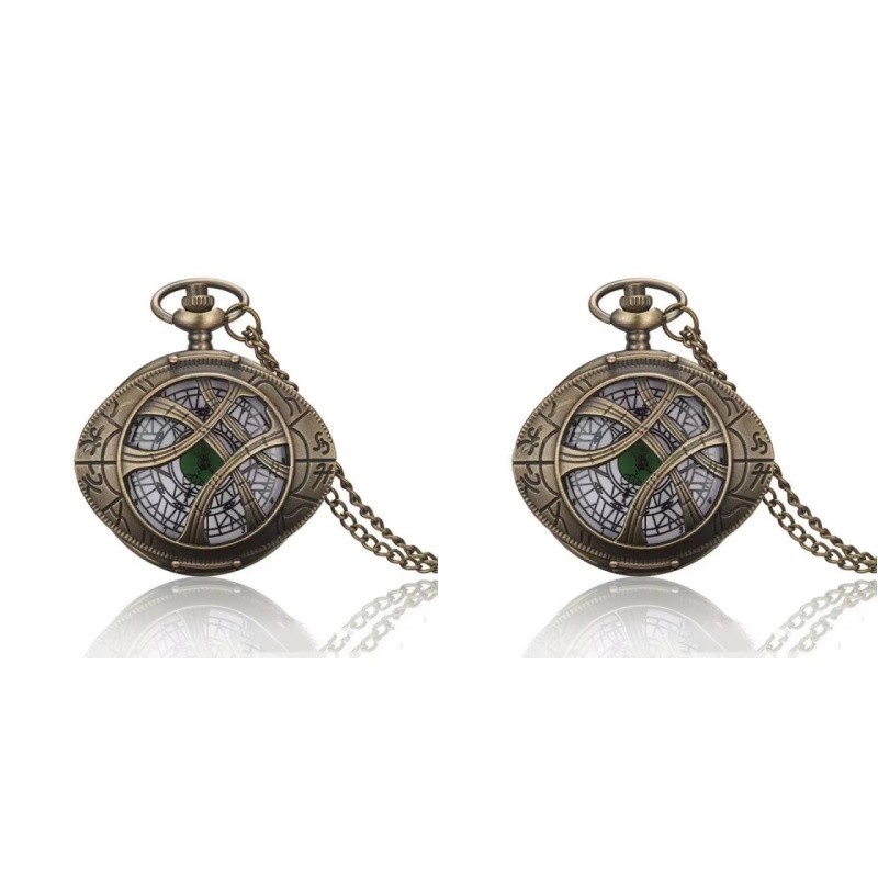 Vintage Hollow Eye Pendant Pocket Watch Necklace Quartz Timepiece Gift