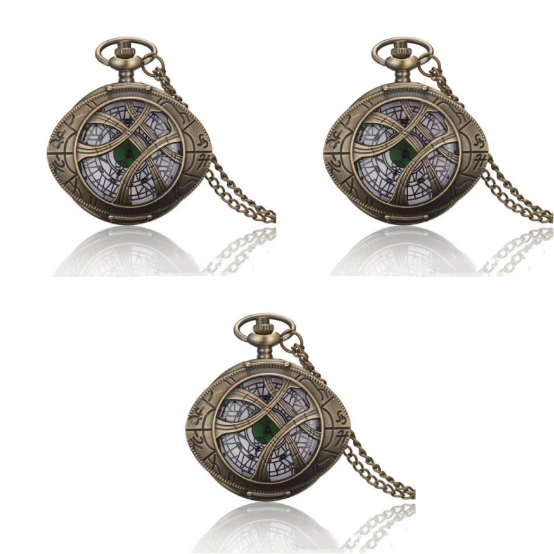 Vintage Hollow Eye Pendant Pocket Watch Necklace Quartz Timepiece Gift