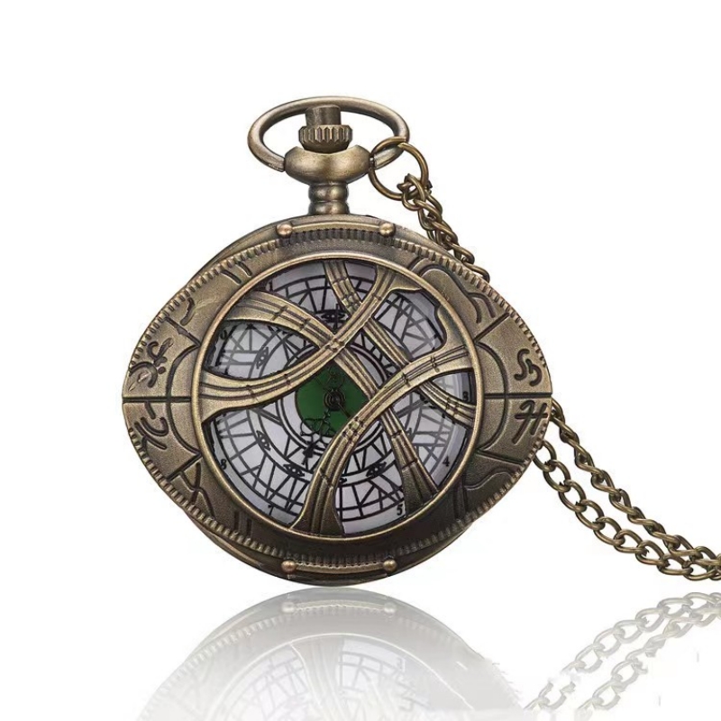 Vintage Hollow Eye Pendant Pocket Watch Necklace Quartz Timepiece Gift