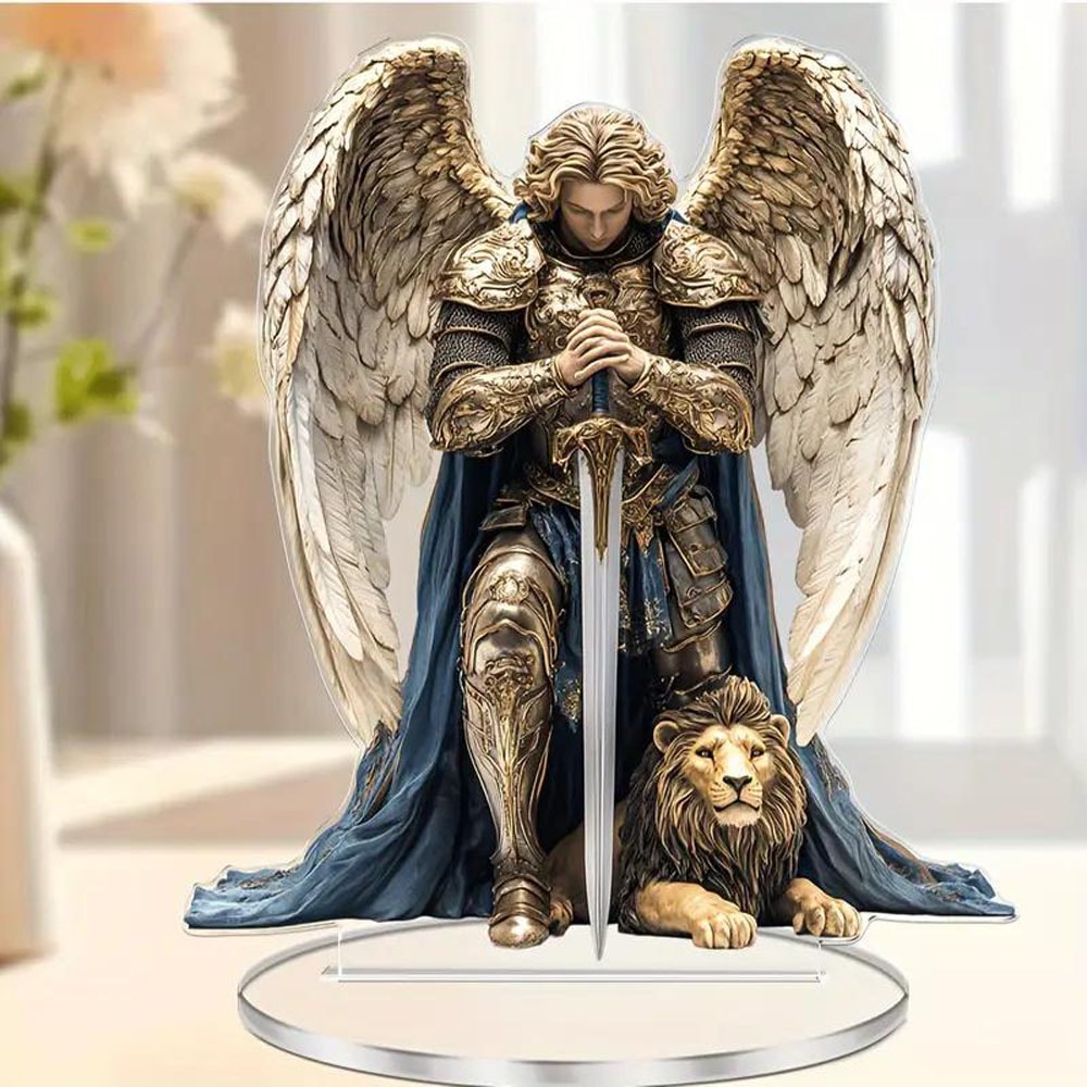 Archangel Michael Statue Guardian Angel Desk Decor For Home Office Spiritual Gift 1