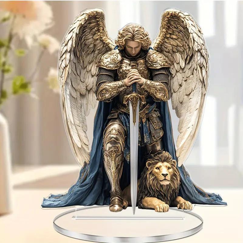 Archangel Michael Statue Guardian Angel Desk Decor For Home Office Spiritual Gift 1
