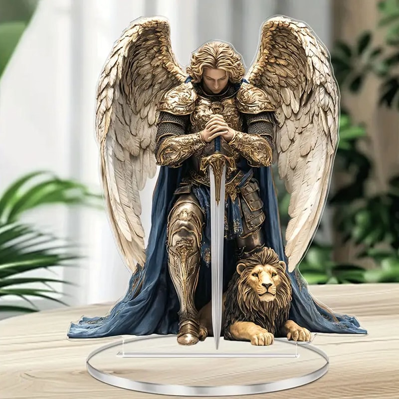 Archangel Michael Statue Guardian Angel Desk Decor For Home Office Spiritual Gift 5
