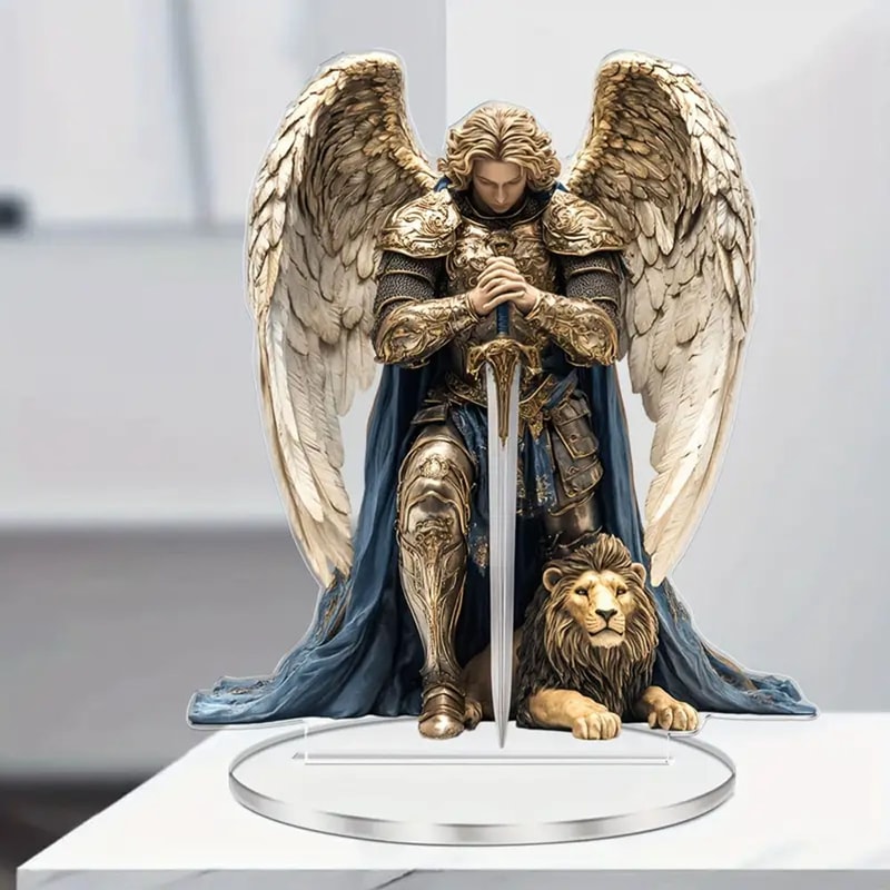 Archangel Michael Statue Guardian Angel Desk Decor For Home Office Spiritual Gift 3