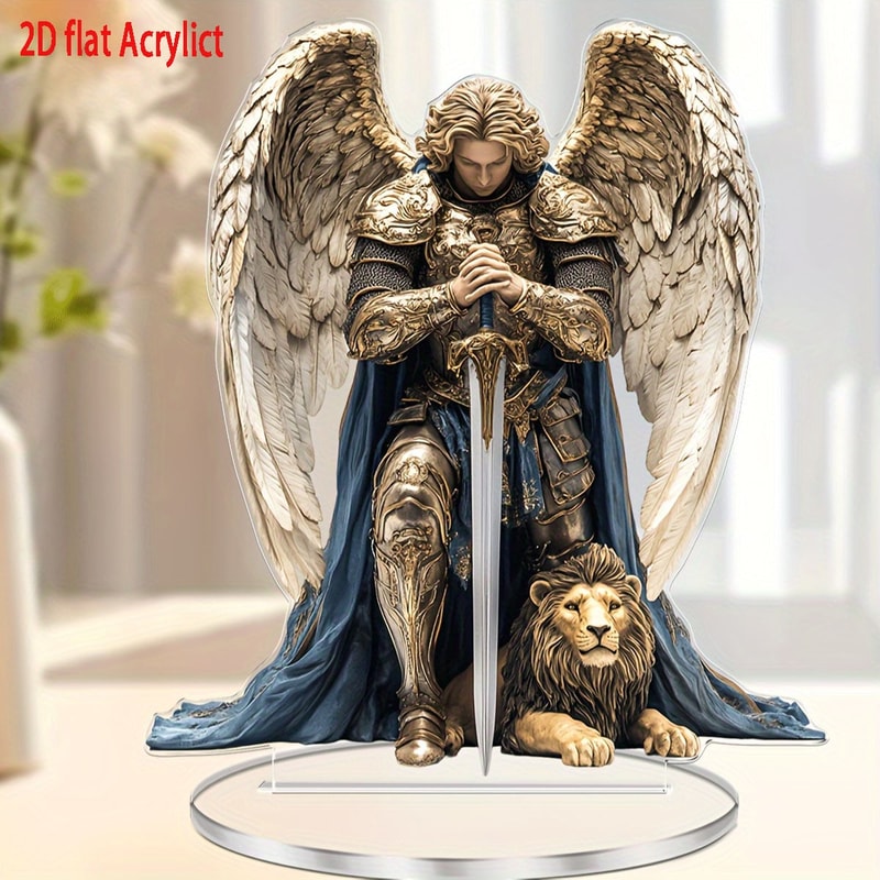 Archangel Michael Statue Guardian Angel Desk Decor For Home Office Spiritual Gift 4