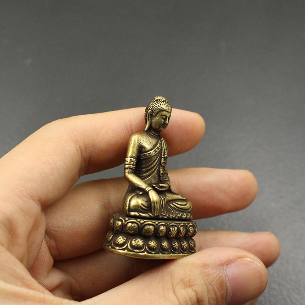 Mini Sakyamuni Buddha Statue Pure Copper Zen Desktop Decor Spiritual Ornament 2