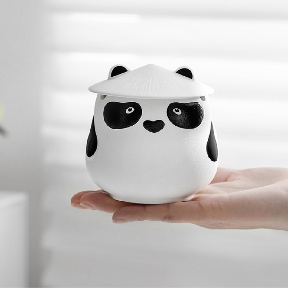 Cute Panda Ceramic Ashtray With Lid Windproof Smokeless Home Decor 1