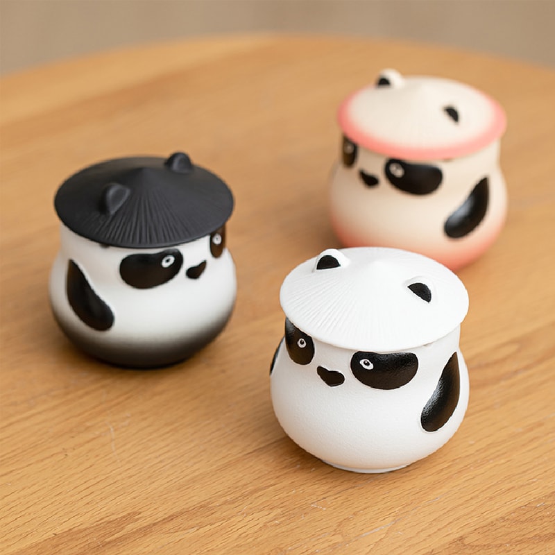 Cute Panda Ceramic Ashtray With Lid Windproof Smokeless Home Decor 2