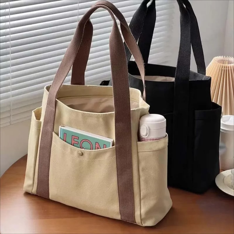 Large Capacity Canvas Tote Bag for Work & College Everyday Shoulder Carry