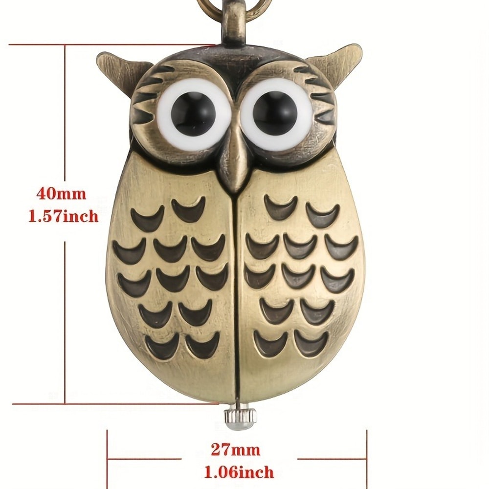 Vintage Owl Pocket Watch Necklace Retro Quartz Pendant Timepiece Gift