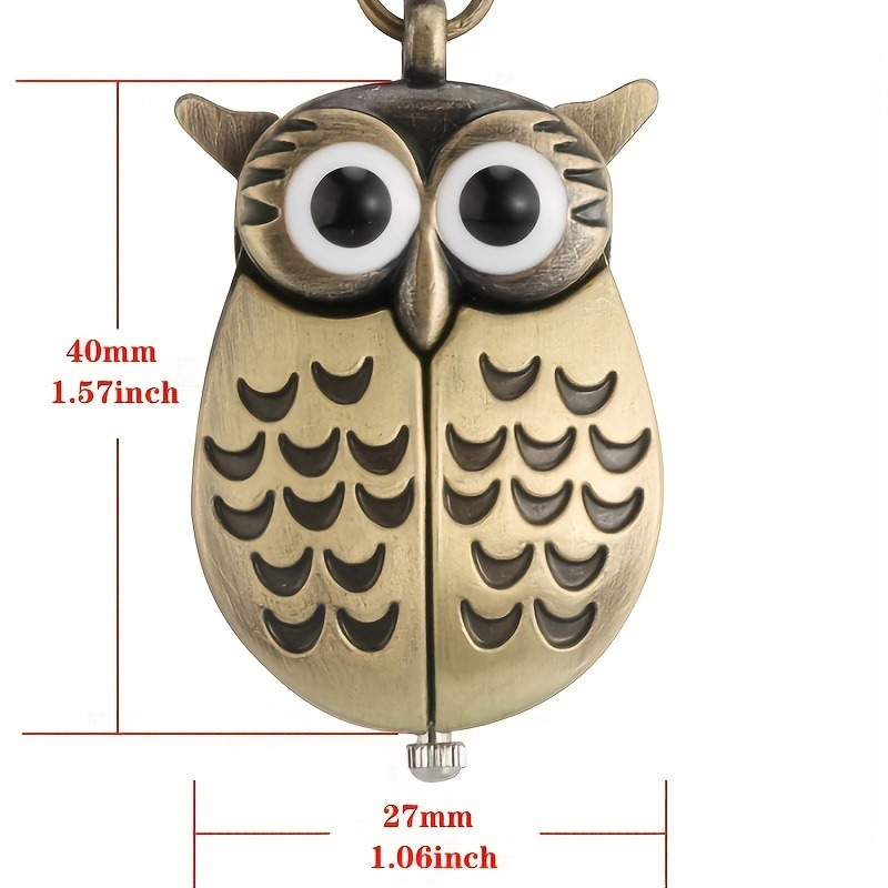 Vintage Owl Pocket Watch Necklace Retro Quartz Pendant Timepiece Gift