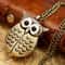 Vintage Owl Pocket Watch Necklace Retro Quartz Pendant Timepiece Gift