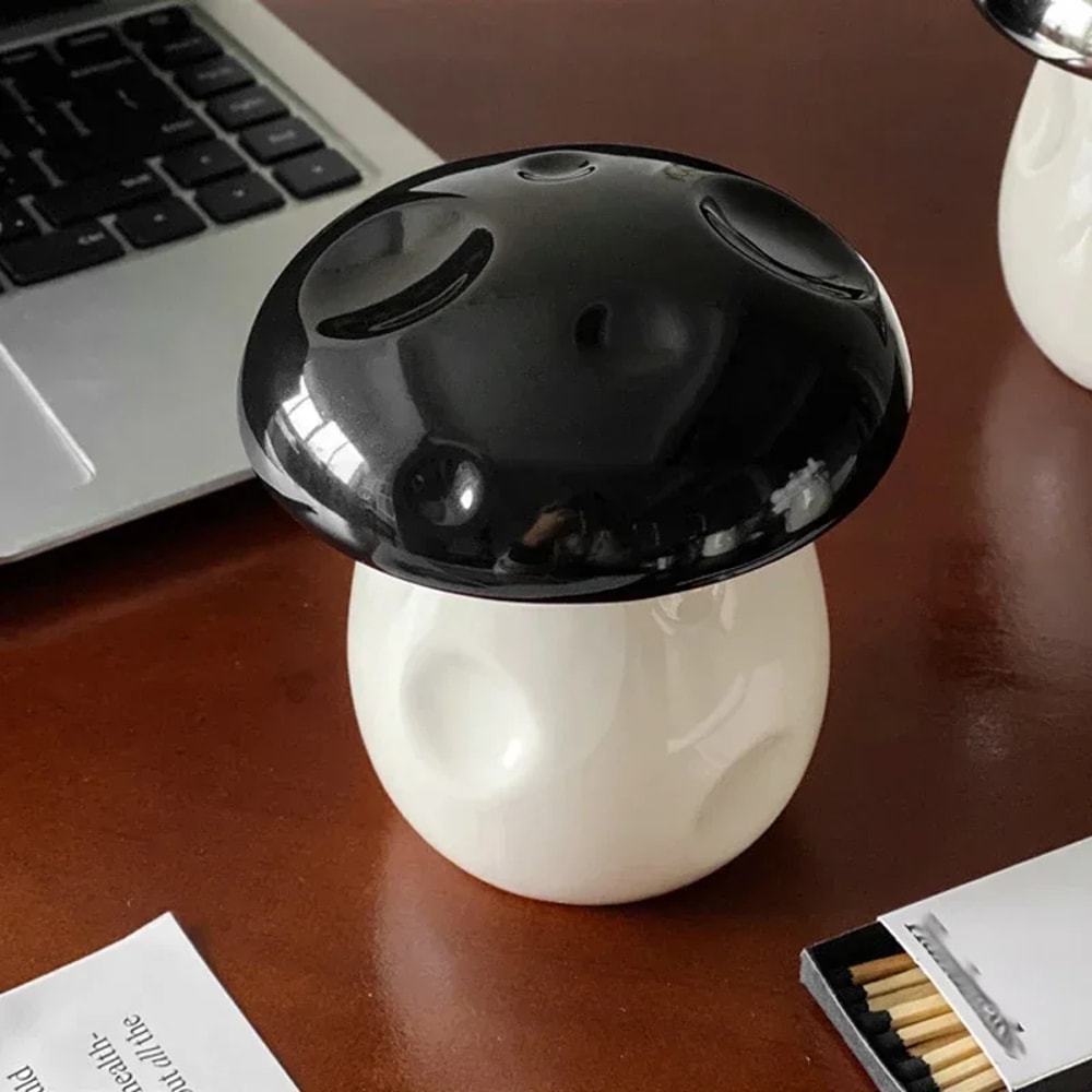 Mushroom Ceramic Ashtray With Lid Cute Decorative Smokeless Ash Holder 6