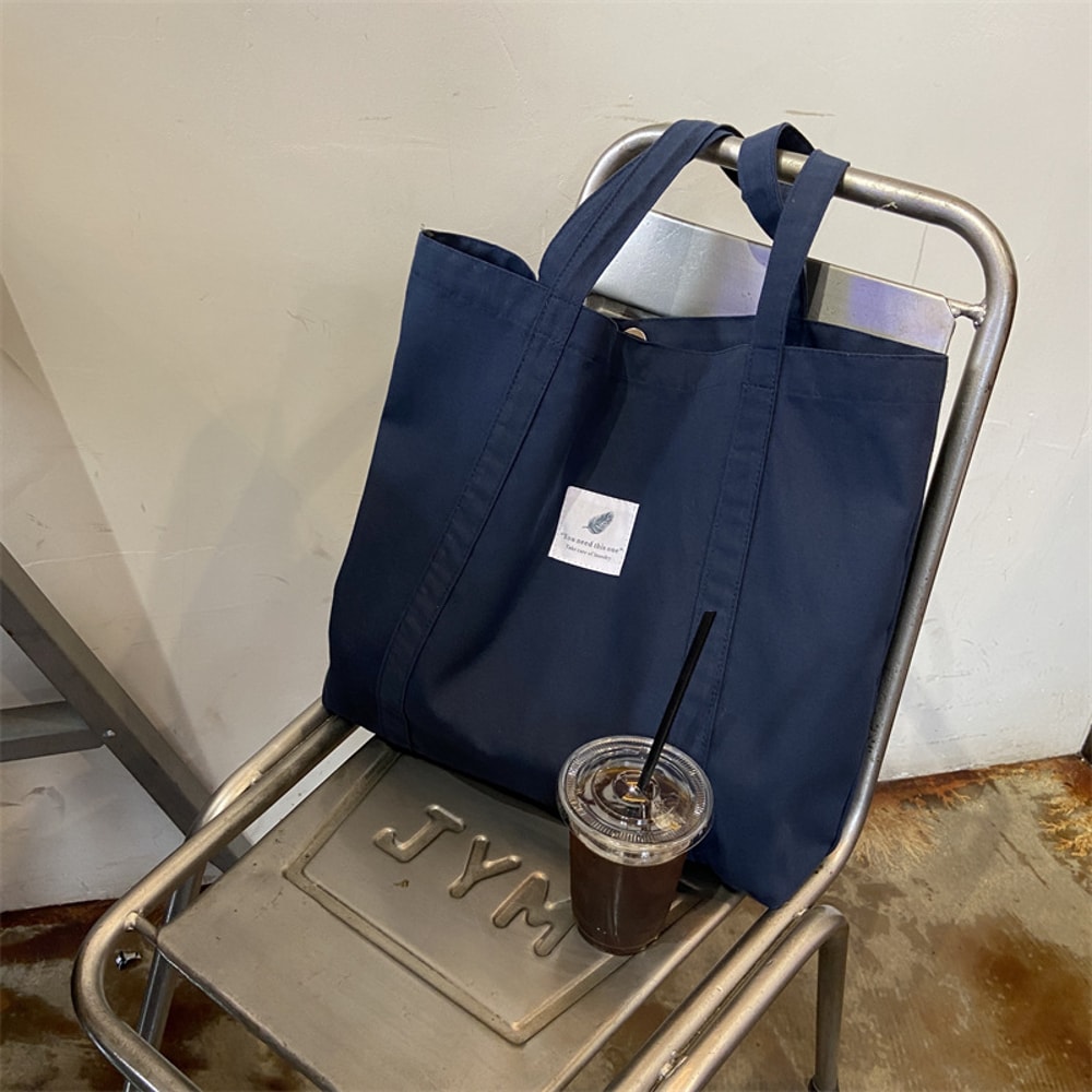 Eco Cotton Canvas Tote Bag Reusable Shoulder Bag For School Shopping Daily Use 4