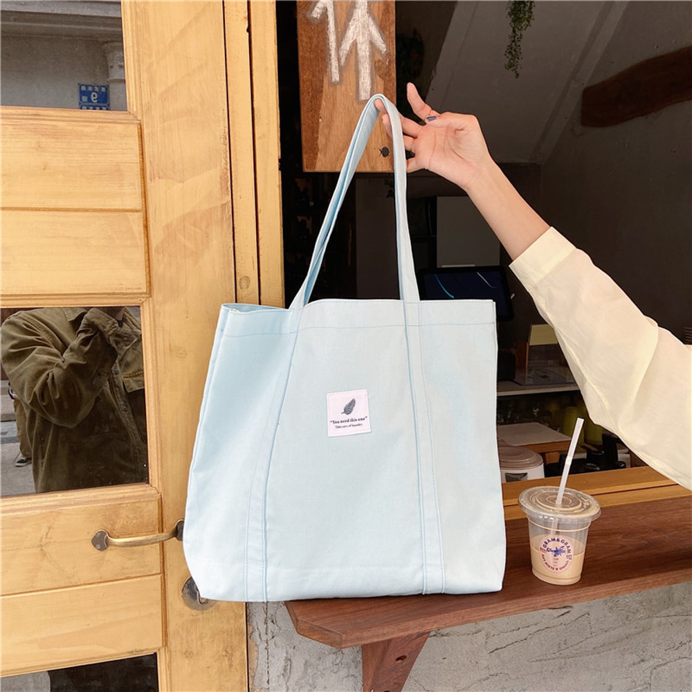 Eco Cotton Canvas Tote Bag Reusable Shoulder Bag For School Shopping Daily Use 9