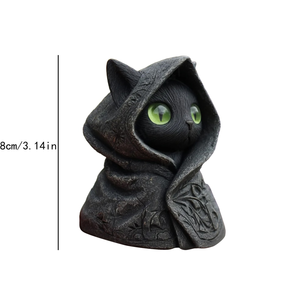 Mystical Hooded Cat Statue Gothic Resin Decor For Home Garden Desk 4