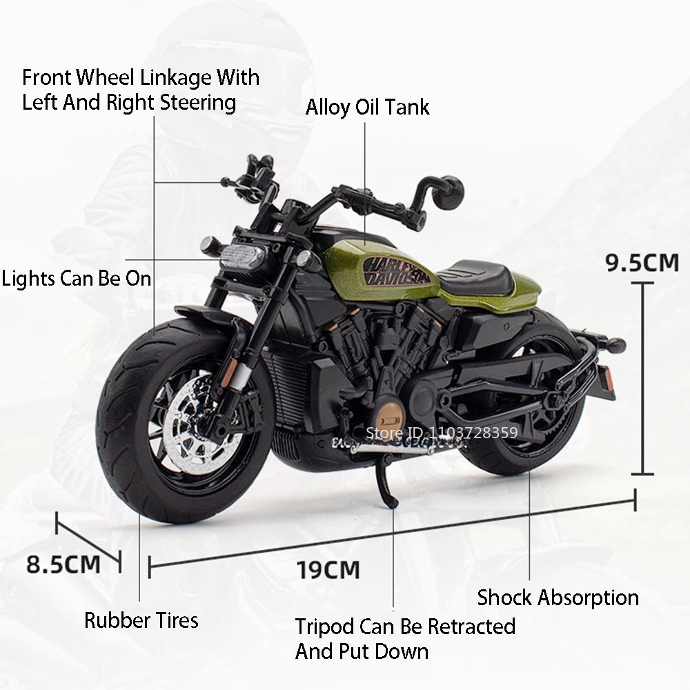 Alloy Diecast Motorcycle Model With Lights Sound 1