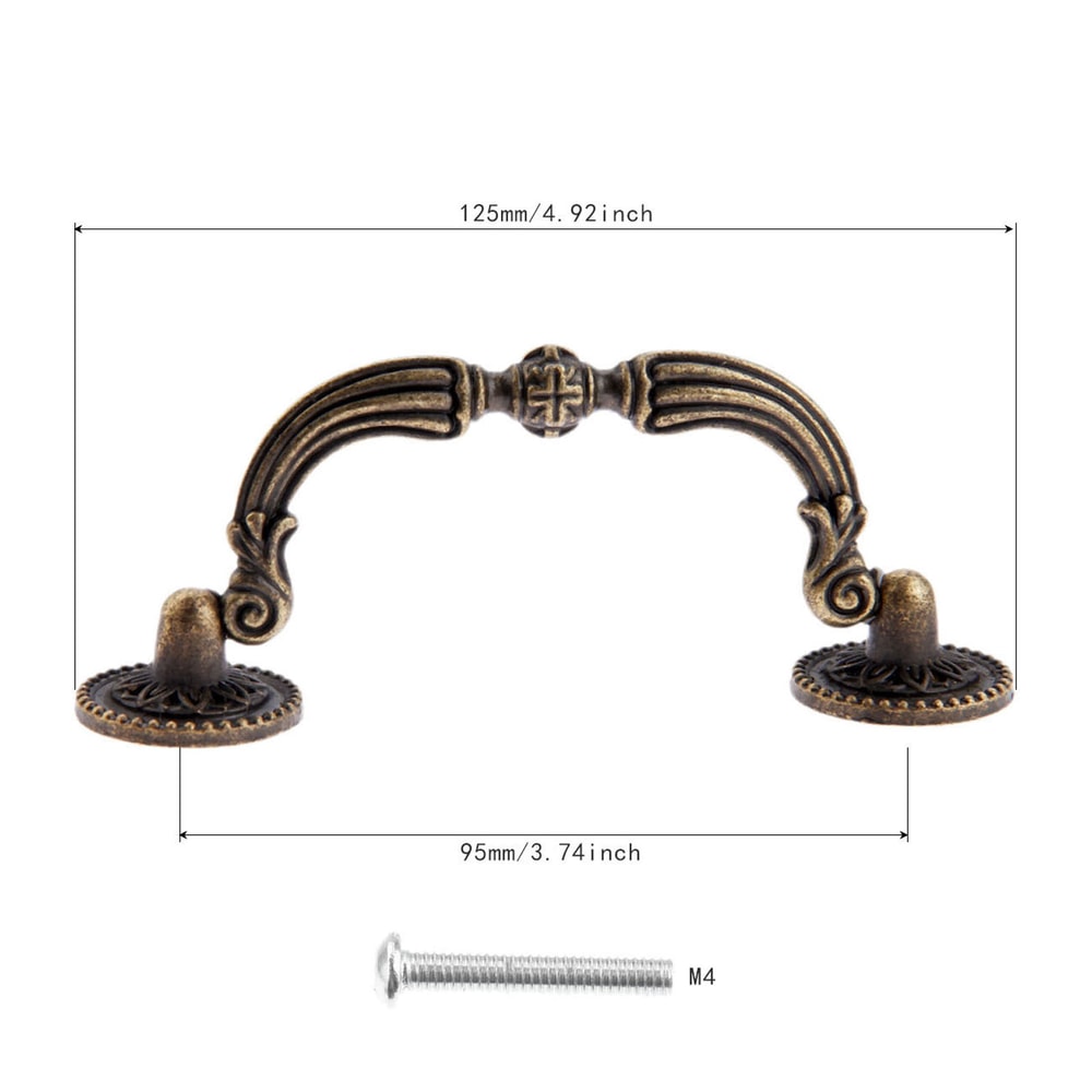 Antique Bronze Drawer Pull Handle for Wood Boxes and Cabinets Vintage European Hardware