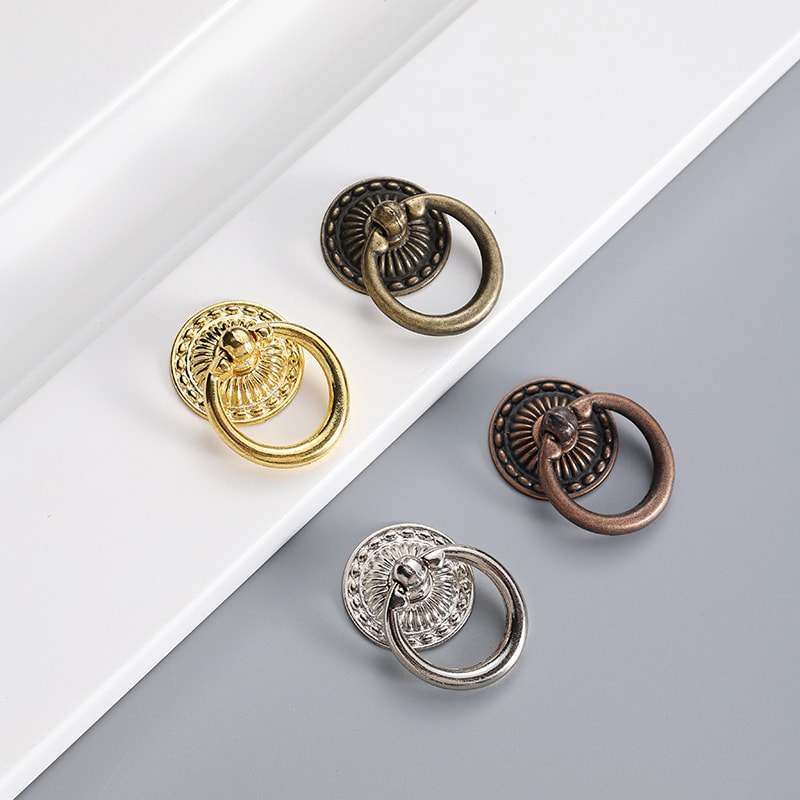 Vintage Ring Drawer Pull Handle Antique Zinc Alloy Cabinet Knob