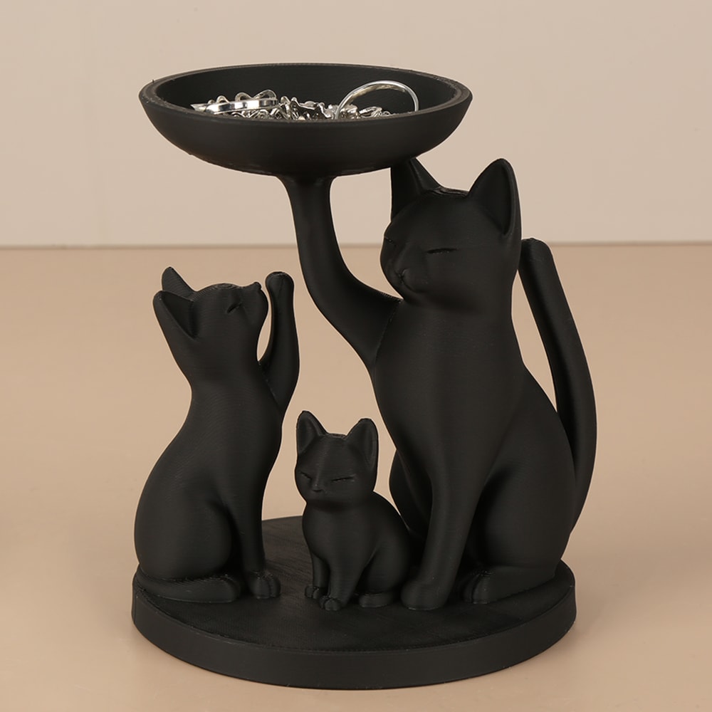 Black Cat Desk Organizer Tray Retro Cute Desktop Storage Decor 3