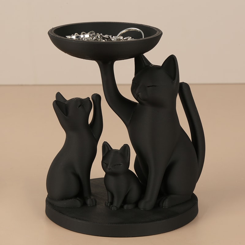 Black Cat Desk Organizer Tray Retro Cute Desktop Storage Decor 3