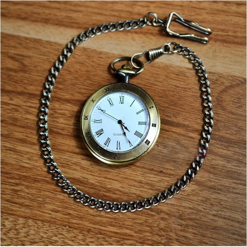 Vintage Pocket Watch Necklace Quartz Pendant Classic Antique Style Gift For Men Women 1