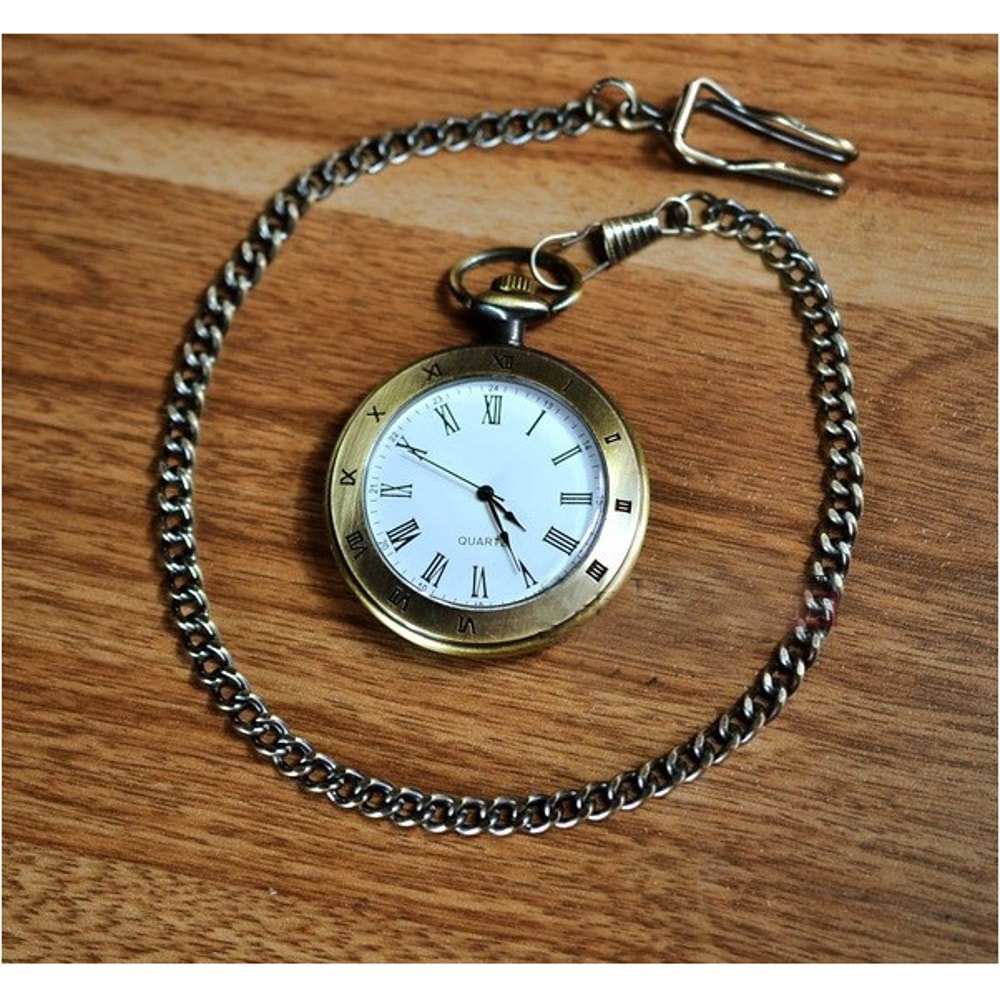 Vintage Pocket Watch Necklace Quartz Pendant Classic Antique Style Gift For Men Women 4