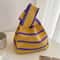 Handmade Knitted Mini Tote Bag Wide Stripe Casual Shoulder Shopper For Women 4