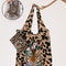 Foldable Leopard Print Reusable Shopping Bag With Large Capacity 0