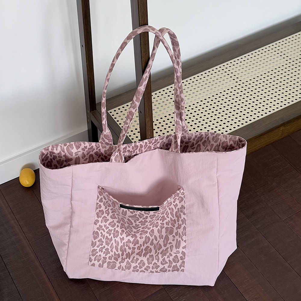Retro Leopard Canvas Tote Bag Large Capacity DoubleSided Shoulder Shopper 3